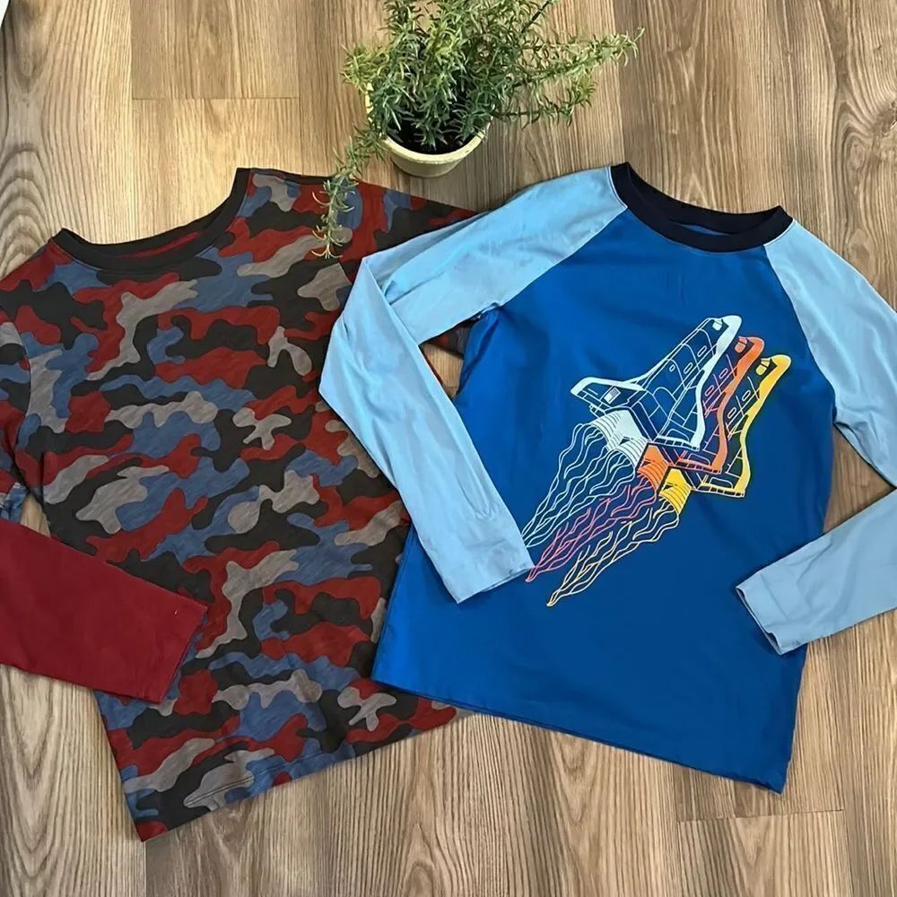 ((2 PIECE)) NWOT 100% COTTON LANDS END LONG SLEEVE TEE BUNDLE SIZE 14